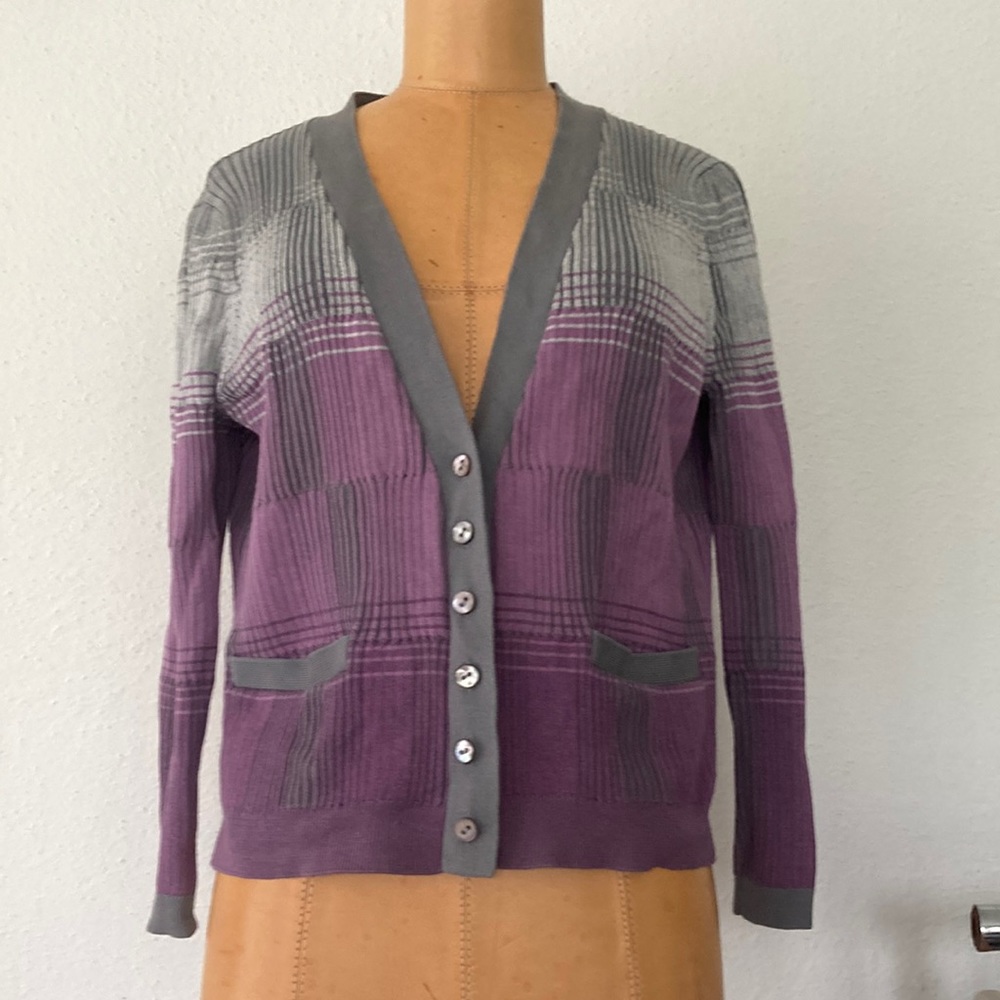 BCBG Medium grey and light purple cardigan